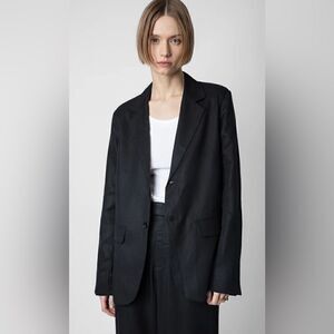 Zadig & Voltaire Vanille Lyocell Black Blazer NWT. 42/Large